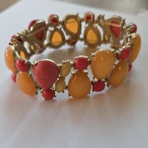 Elegant Orange and Red Gemstone Bracelet